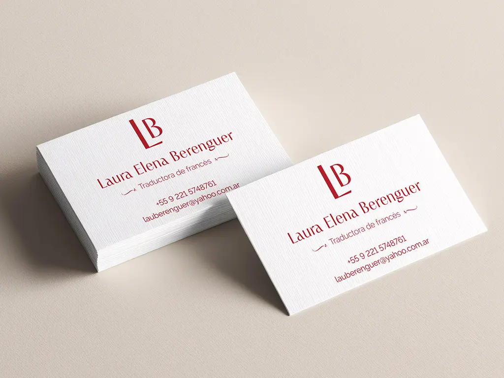 Carte de visite de Laura Elena Berenguer – Traductora de francés – +55 9 221 5748761 – lauberenguer@yahoo.com.ar"